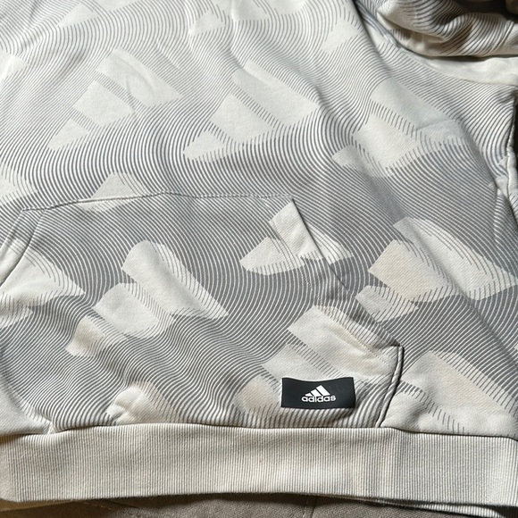 Adidas Cream Gray Hoodie Sweatshirt - Picture 5 of 7